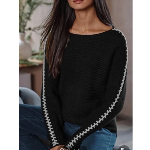 J.Jill Pure Jill Hand Stitched Detail Boat Neck Sweater - Picture 3 of 4